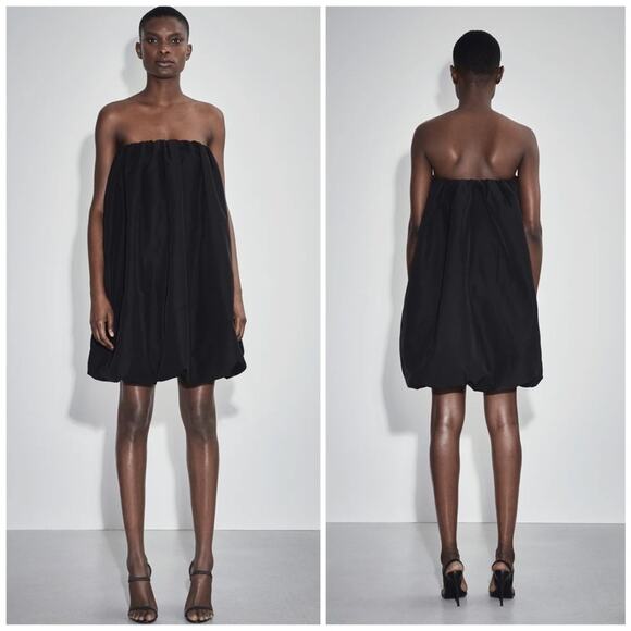 Et Ochs The Dolly Loose Fit Bubble Hem Stretch Woven Black Mini Dress Size XL - Picture 1 of 9